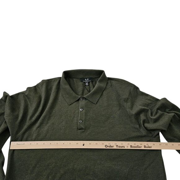 Magaschoni Sweater Mens XL Olive Heather Green Henley Wool Blend Collared NWT - Picture 8 of 10
